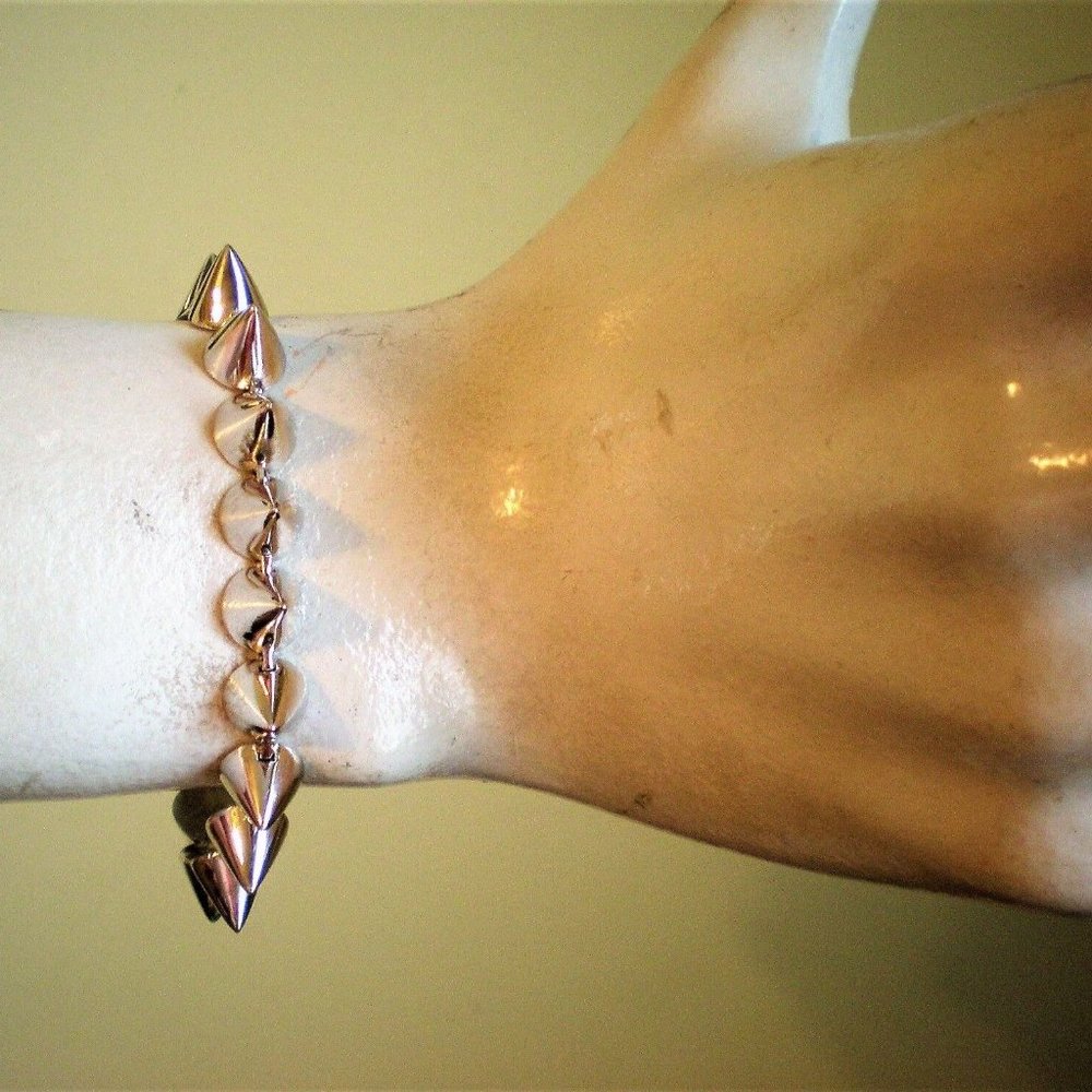 NEW NWOT Designer EDDIE BORGO Sterling Silver Cone Link Chain Man Bracelet $650